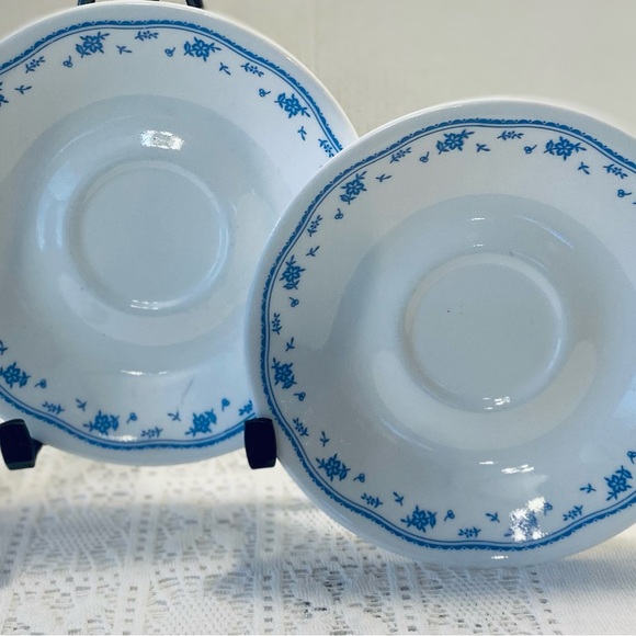 8 Pieces of  Pyrex Corelle Cups & Saucers  Matching Morning Blue Pattern Mugs - Picture 6 of 7